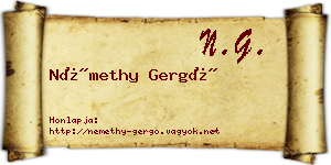 Némethy Gergő névjegykártya